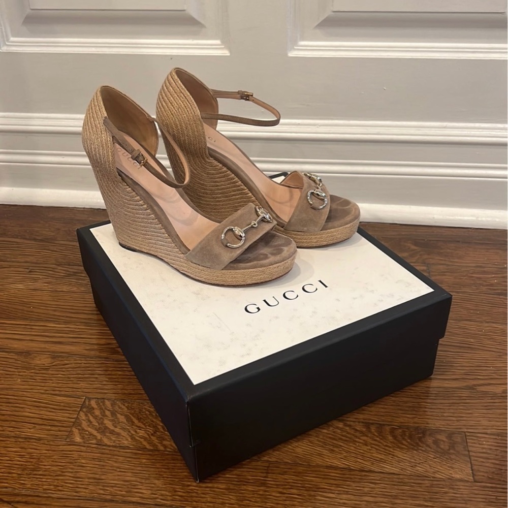 Gucci Horsebit Wedge Sandals